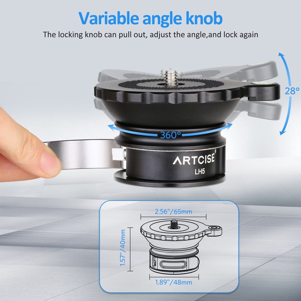 CNC Tripod Leveling Base Camera Leveler, Bubble Level Aluminum Adjust (⌀65Mm)
