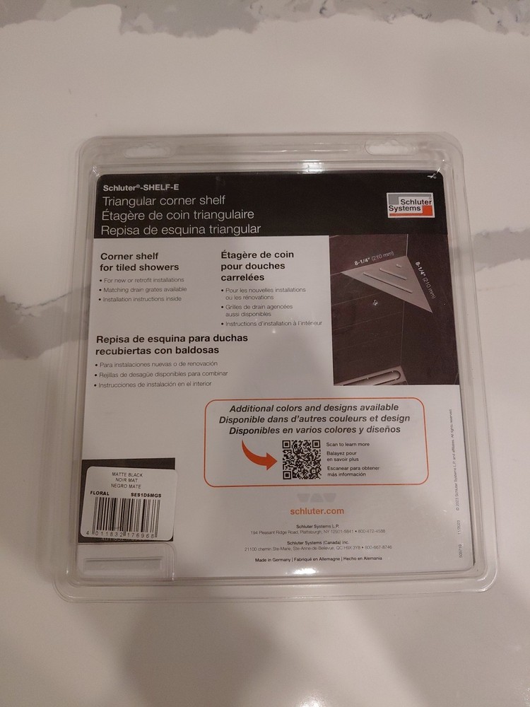 Schluter Systems Triangular Corner Shelf-E - Floral Design Matte Black SES1D5MGS