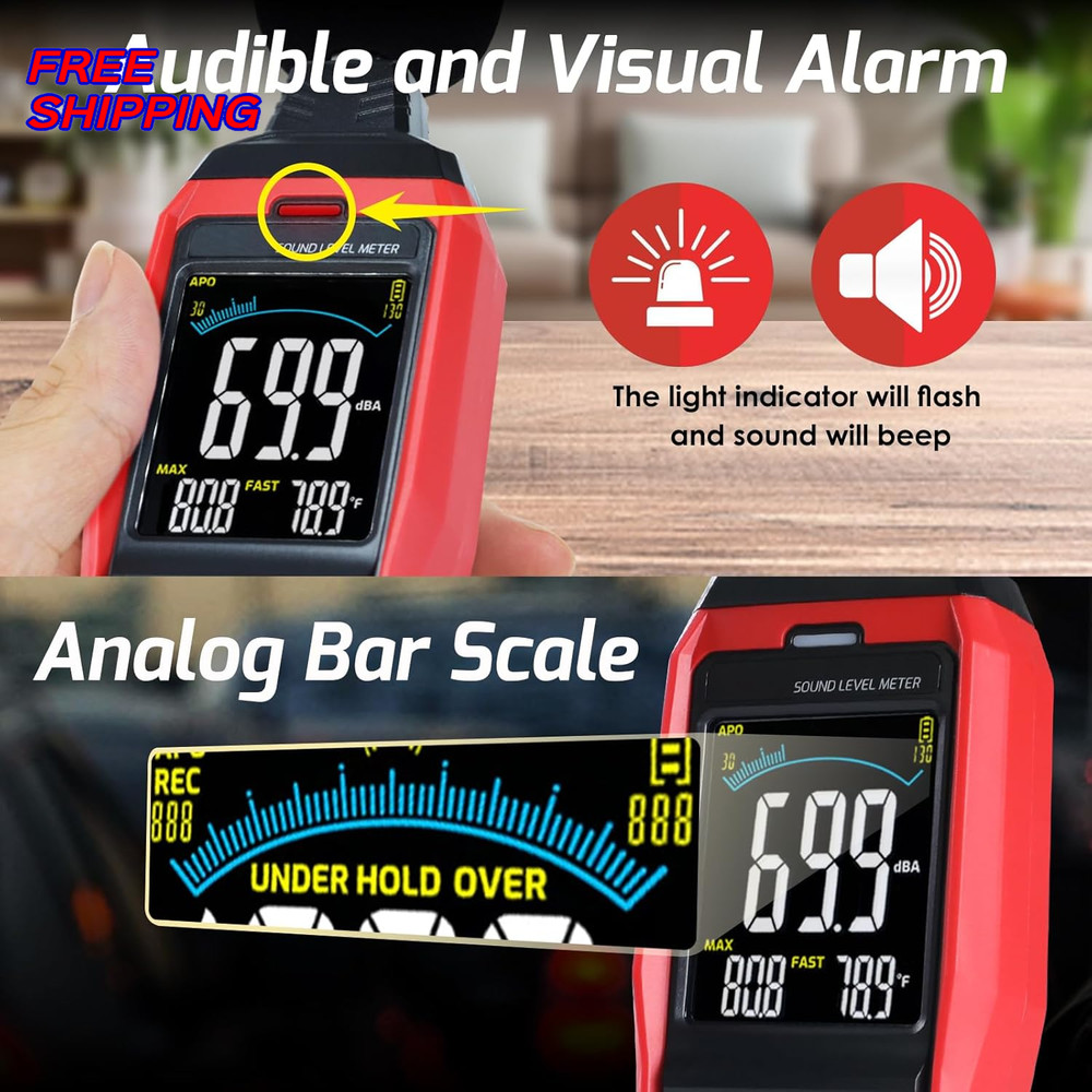 Sound Level Meter Data Logger Decibel Meter with Record Function Portable Noise