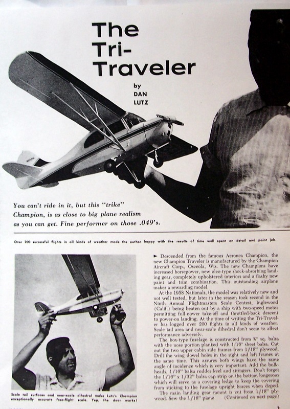 Aeronca TRI-TRAVELER PLAN + CONSTRUCTION ARTICLE for 32" FF or RC Model Airplane