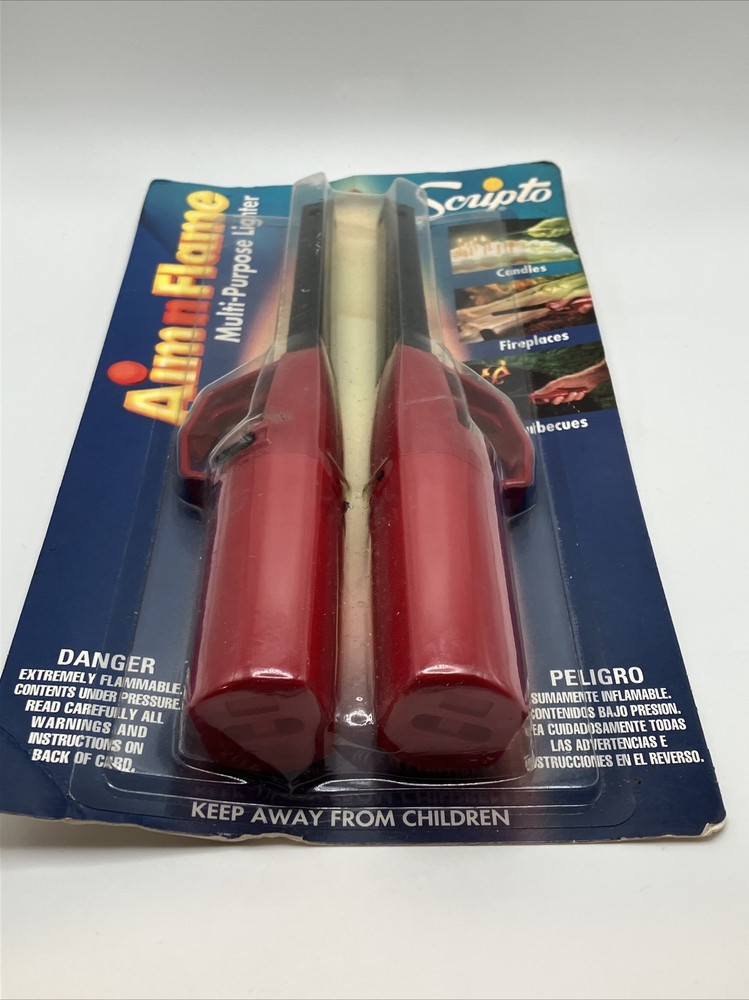 Vtg 1995 Scripto Red Plastic Portable Aim N Flame Multi Purpose Lighter