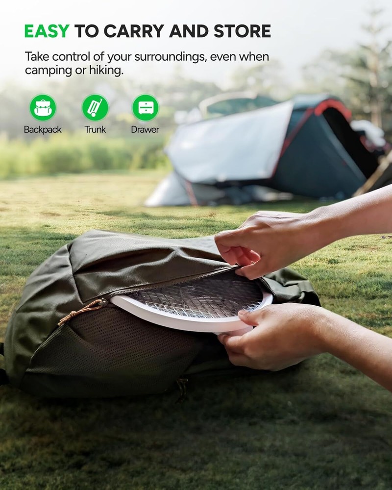 Buzbug Electric Fly Swatter,Rechargeable,Foldable, Dual Handheld Auto Zap Mode