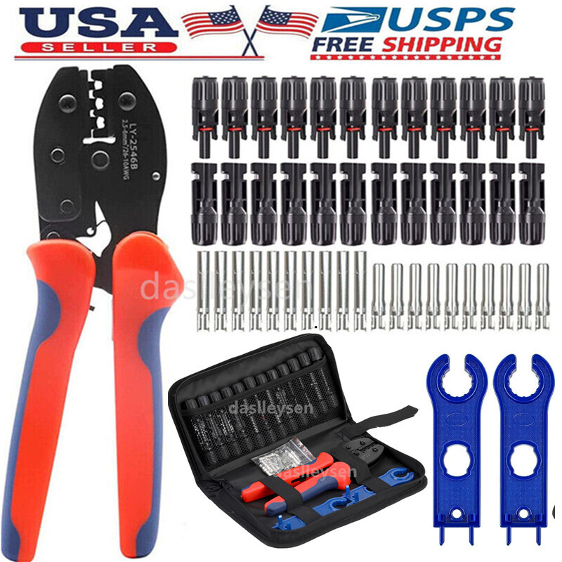 12/24PCS Solar Panel Cable Wire Connectors Crimper PV Crimping Pliers Tools Set