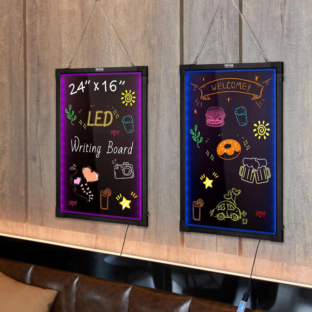 32"X24" LED Message Writing Board, Menu Sign Boards, Illuminated Erasable Lighte