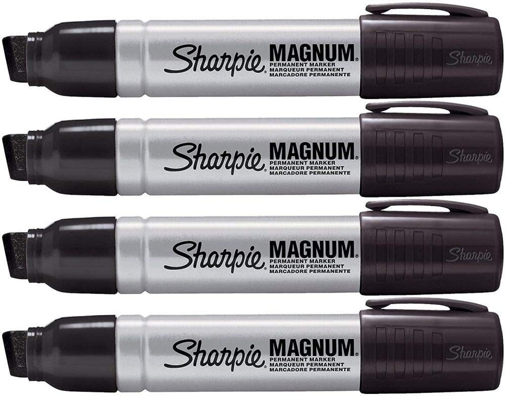 44001 Oversized Chisel Tip Extra Wide Magnum Permanent Marker (4 Pack), Black...