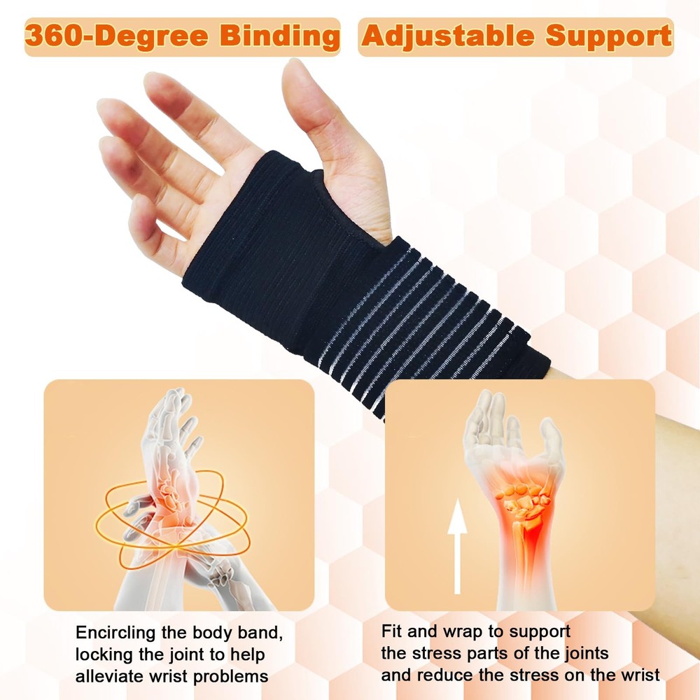 2 Pack Wrist Brace Compression Support Adjustable Carpal Tunnel