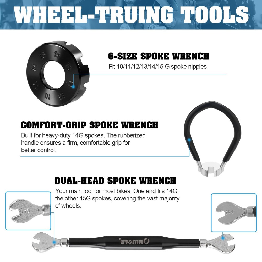 3 Tools Multiple Sizes Bicycle Spoke Wrench Tool Kit Maintenance Accessory