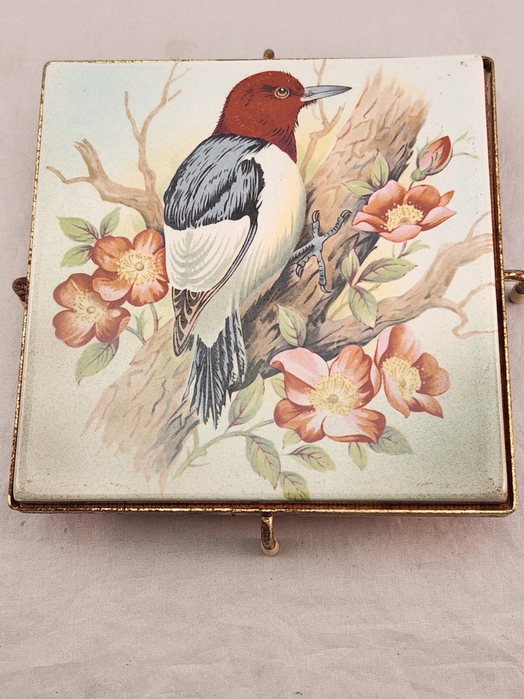 Vintage Painted Bird Tile Trivet