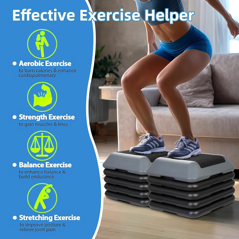 Smartxchoices 16 Inch Adjustable Aerobic Stepper Exercise Workout Step Platform