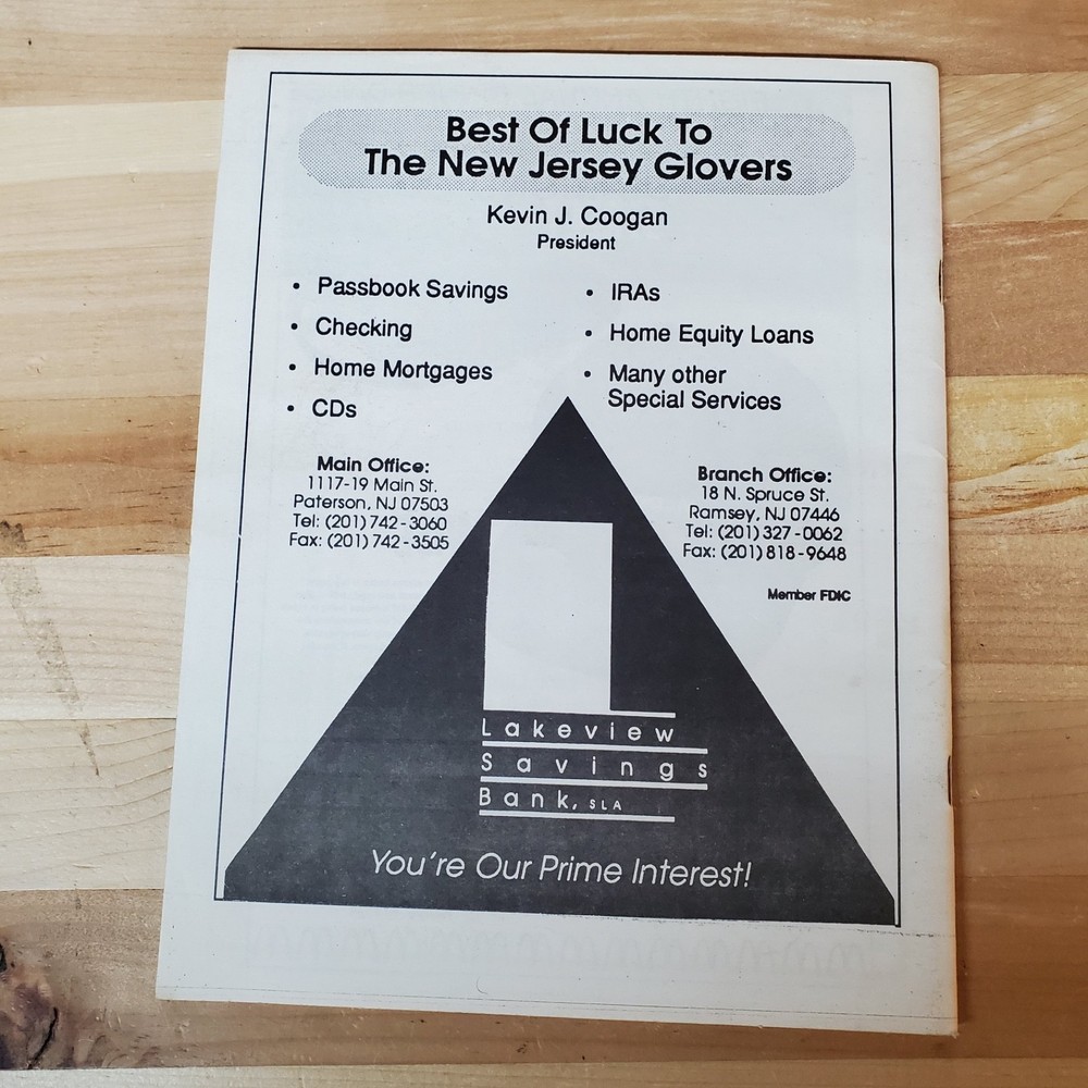 9/24/1993 NEW JERSEY DIAMOND GLOVERS ASSN. 8th annual dinner dance program book