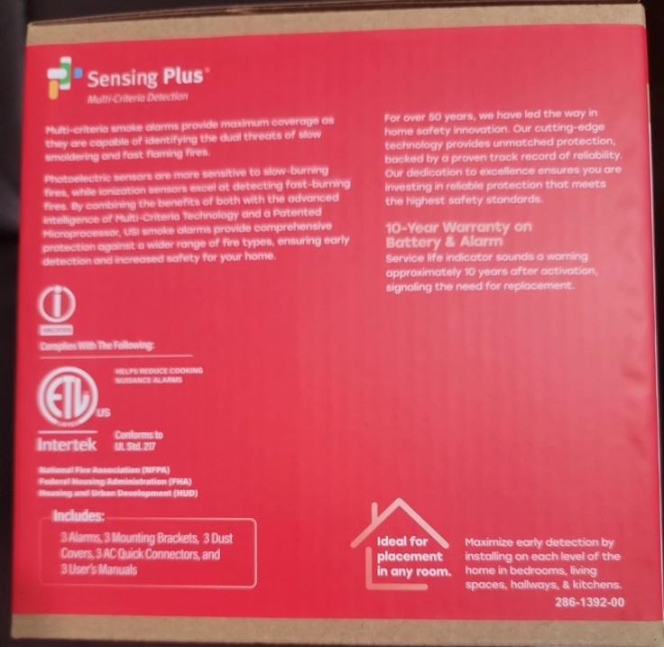 Universal Security 3 Pack Hardwired Smoke Detector W/ Ionization Sensor