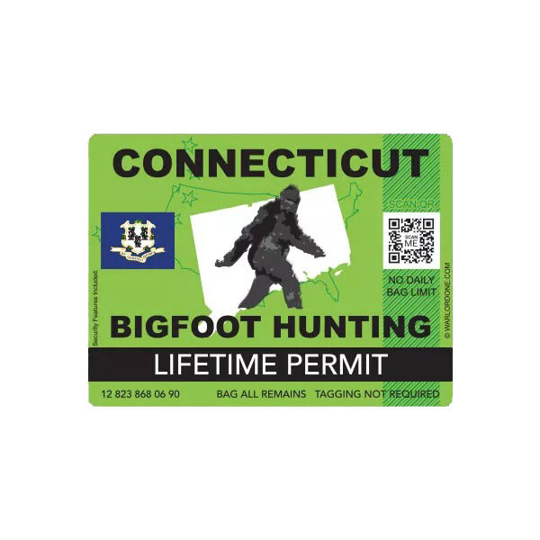 Connecticut Bigfoot Hunting Permit Sticker Decal