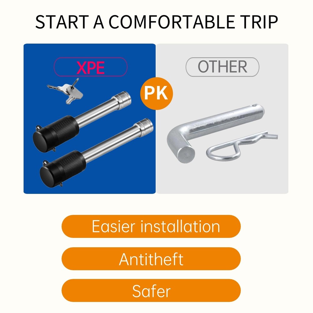 XPE Adjustable Drop Hitch 2" Receiver 8" Drop Rise Trailer Hitch Black