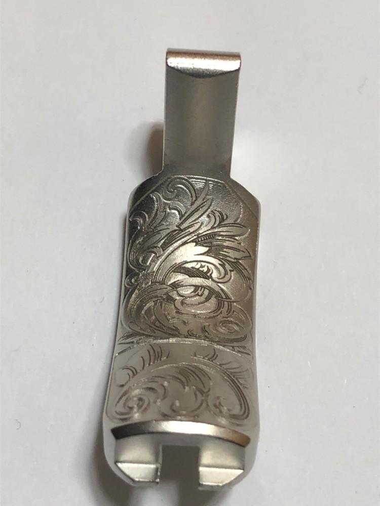 1911 GI Style Grip Safety - NEW satin nickel deep laser engraved scroll pattern