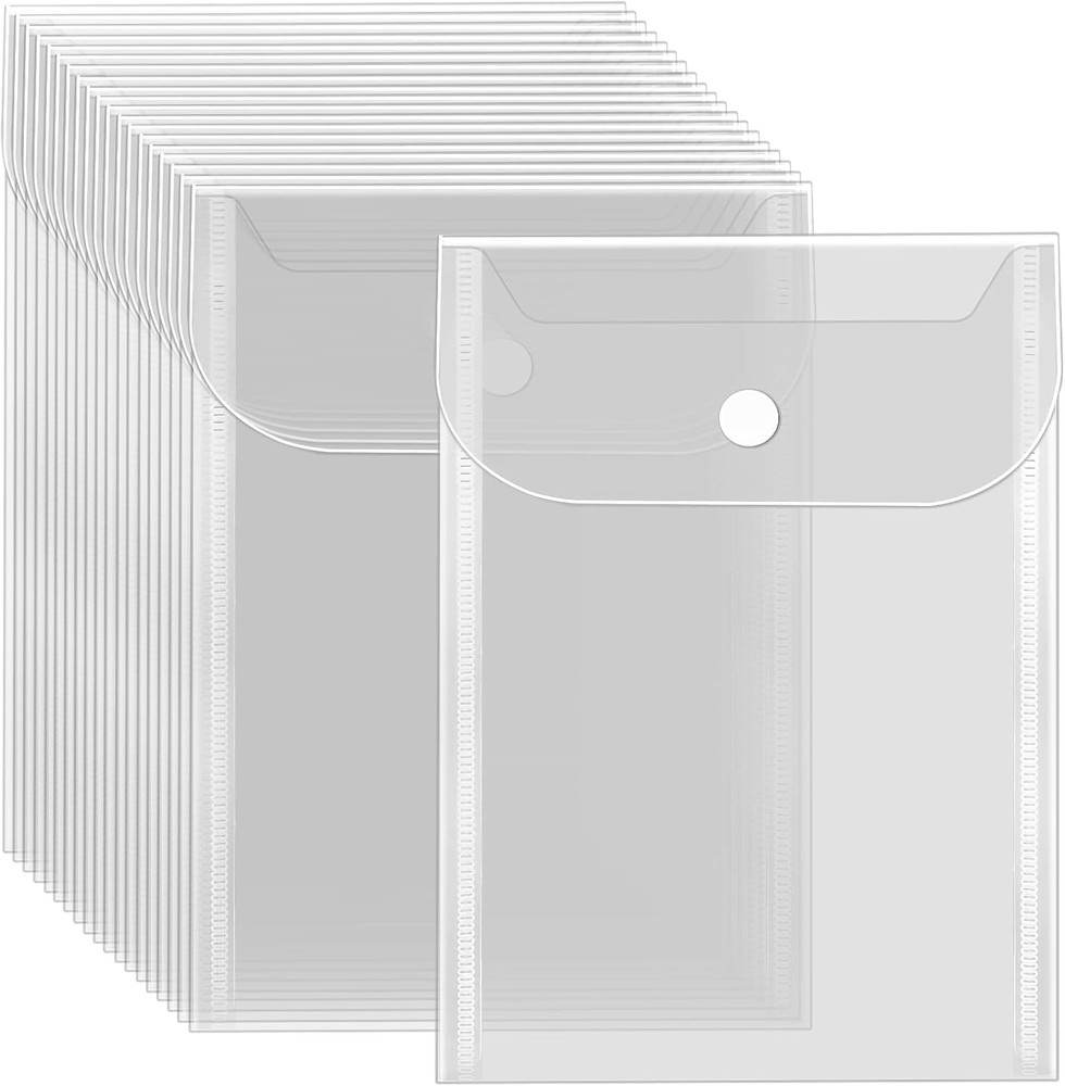 20 Pcs Small Plastic Envelopes with Snap Closure, Reusable Stamp and Die Storage