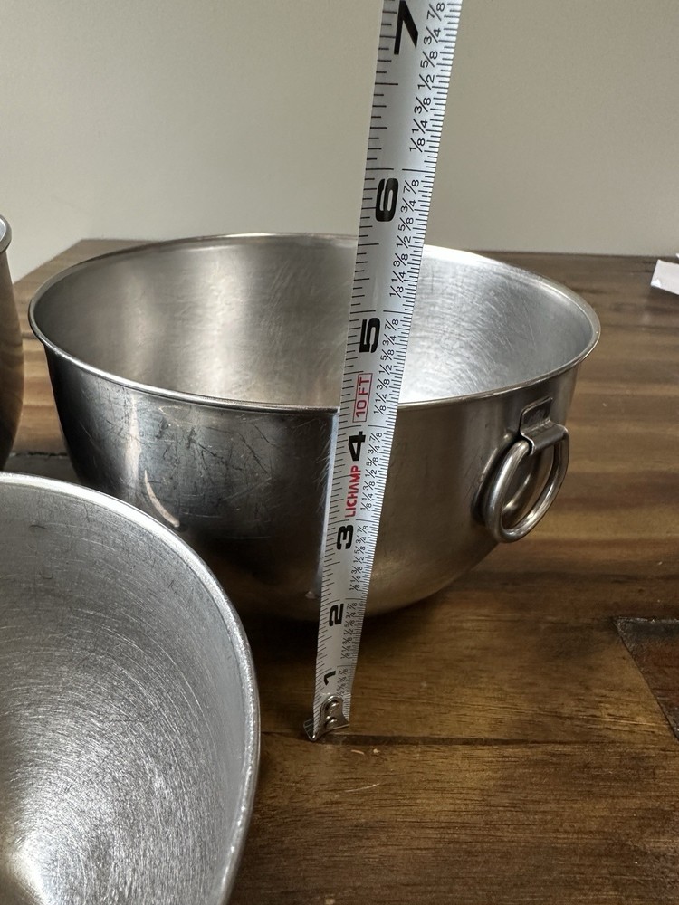 Vintage Stainless Steel Nesting Mixing Bowls Ring Handle Set 3 Rustic