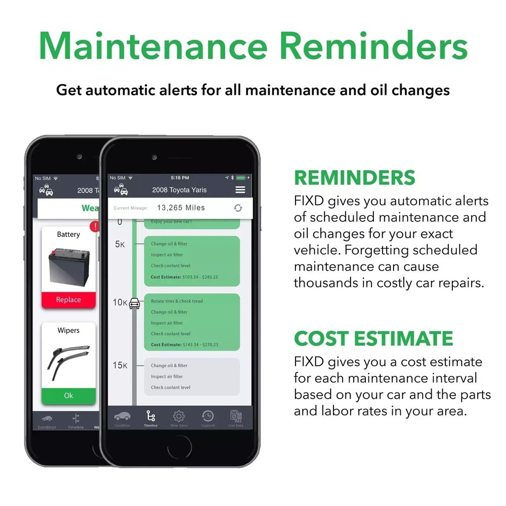 FIXD Bluetooth OBD2 Scanner Car Diagnostic Code Reader iPhone Android