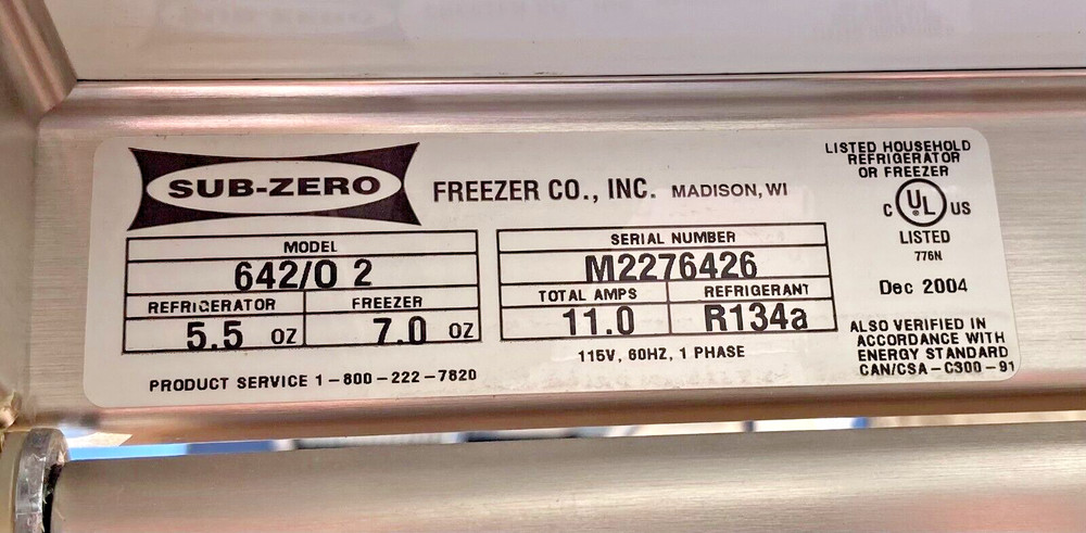 Sub-Zero 642/O 42" Paneled Side by Side Refrigerator/Freezer