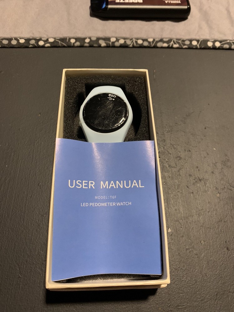 LED Pedometer Watch Light Blue New In Box
