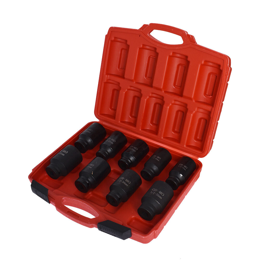 Labwork 9Pc 29-38mm Deep Impact Socket Set 1/2" Drive Metric Axle Hub Nut Socket