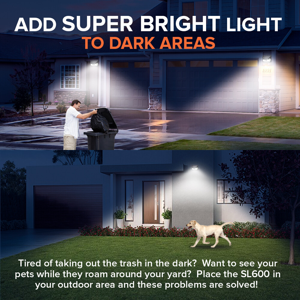 SOLVAO Solar Motion Sensor Lights (2 Pack) - Bright Outdoor Security Lighting