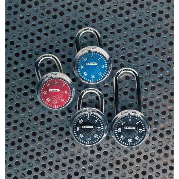 Master Lock 1504D Combination Padlock, Center, Red/Silver