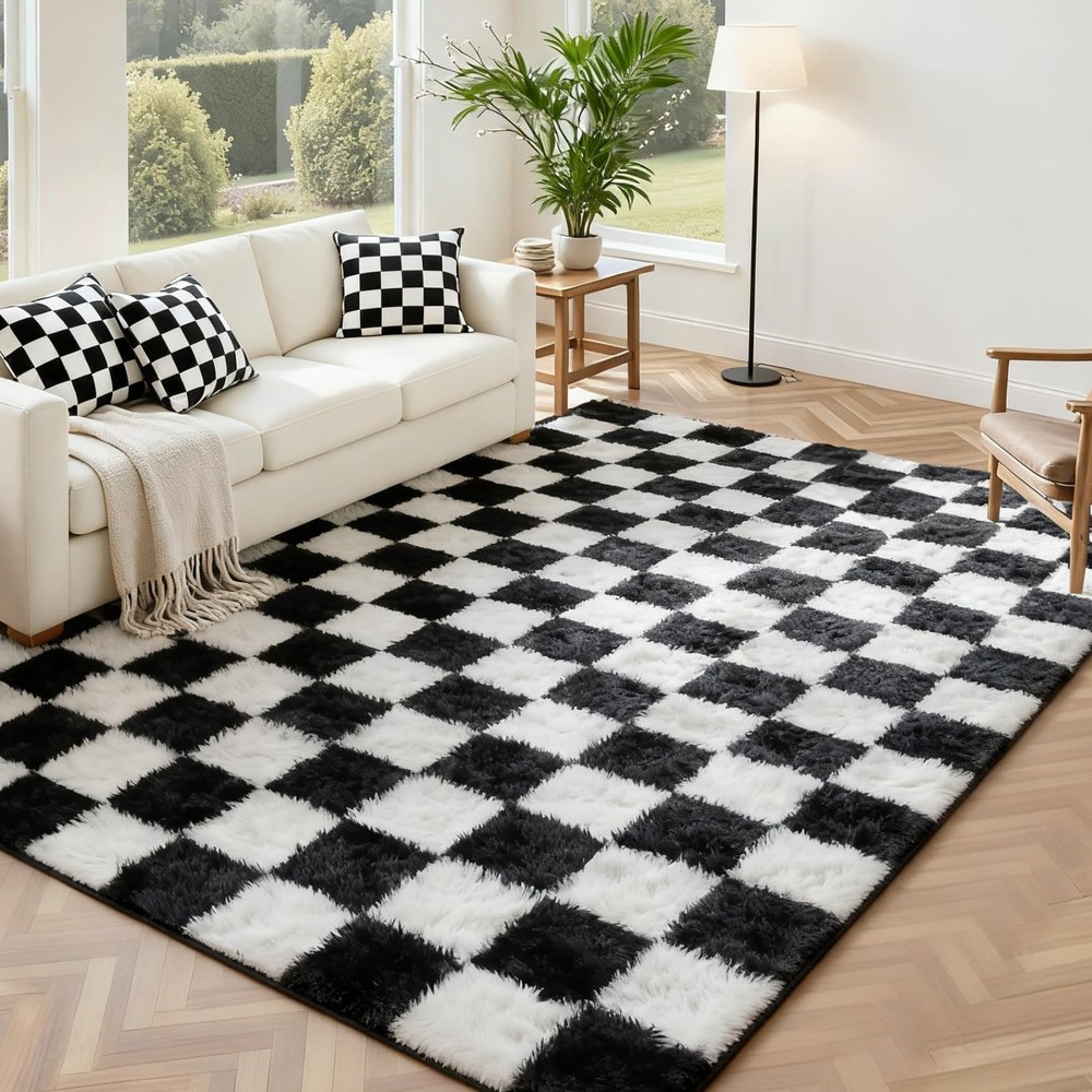 Andency 5x7 Ft Black and White Area 5' x 7' (Rectangular),