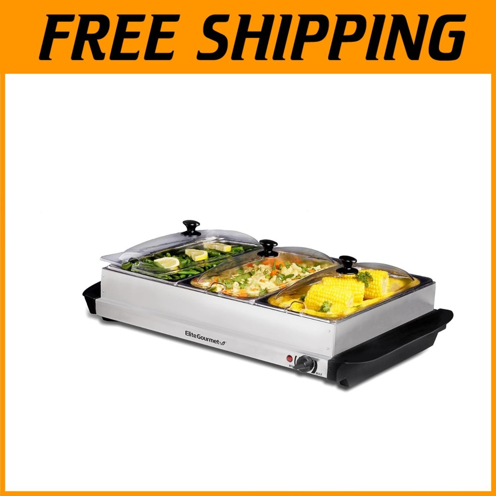 Electric Buffet Server, 3 Trays, Stainless