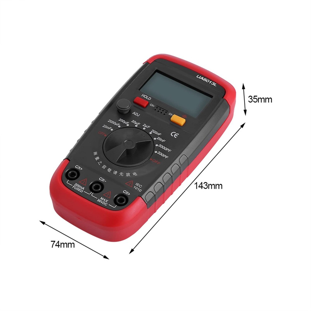 Digital Capacitance Meter, Multimeter Professional Capacitor Tester, 0.1pF-20...