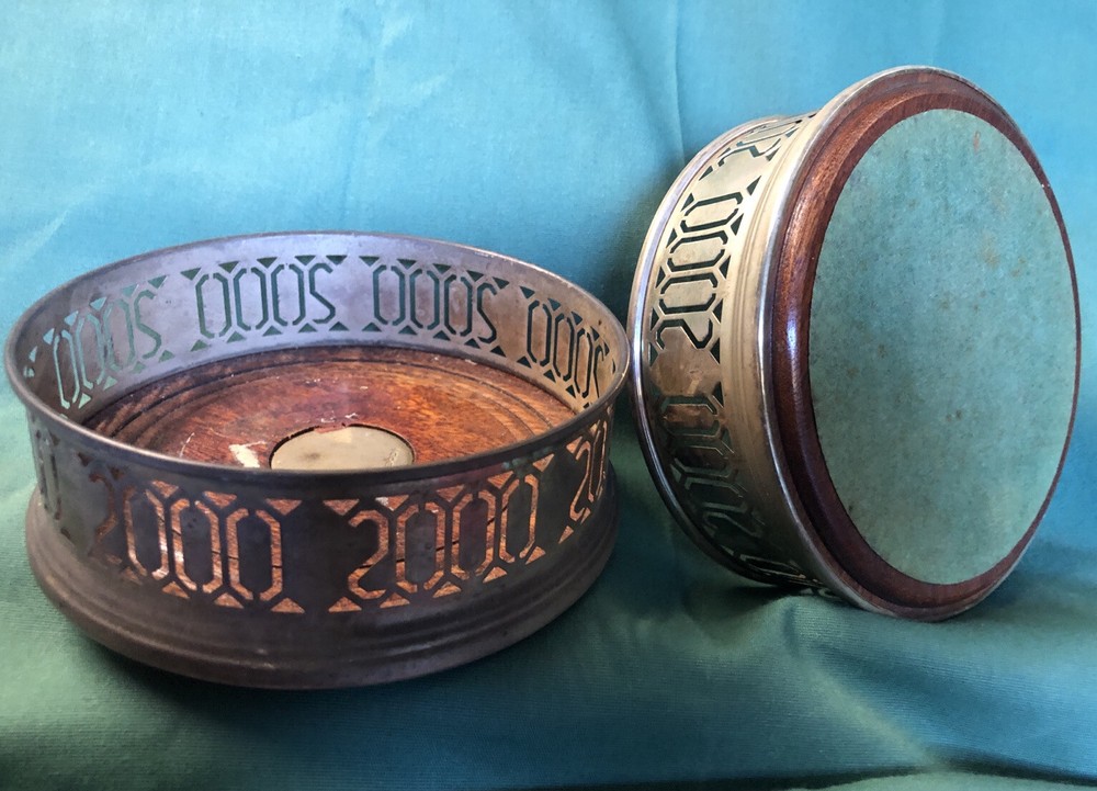 Sterling Silver 2 Broadway & Co. Year 2000 Millennium Wine Bottle / Coasters