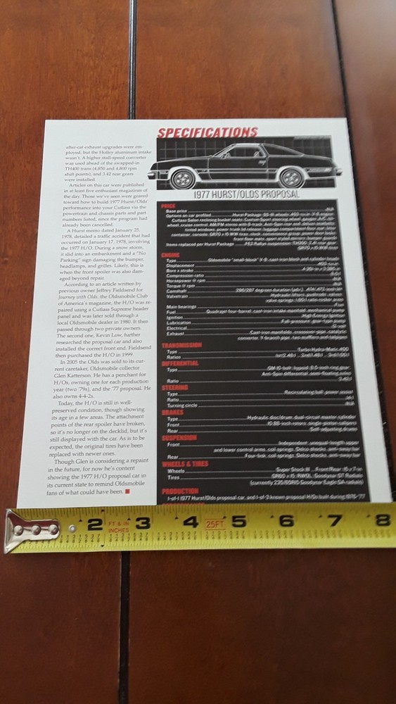 1977 HURST OLDS PROPOSAL CONCEPT OLDSMOBILE ORIGINAL 2019 ARTICLE