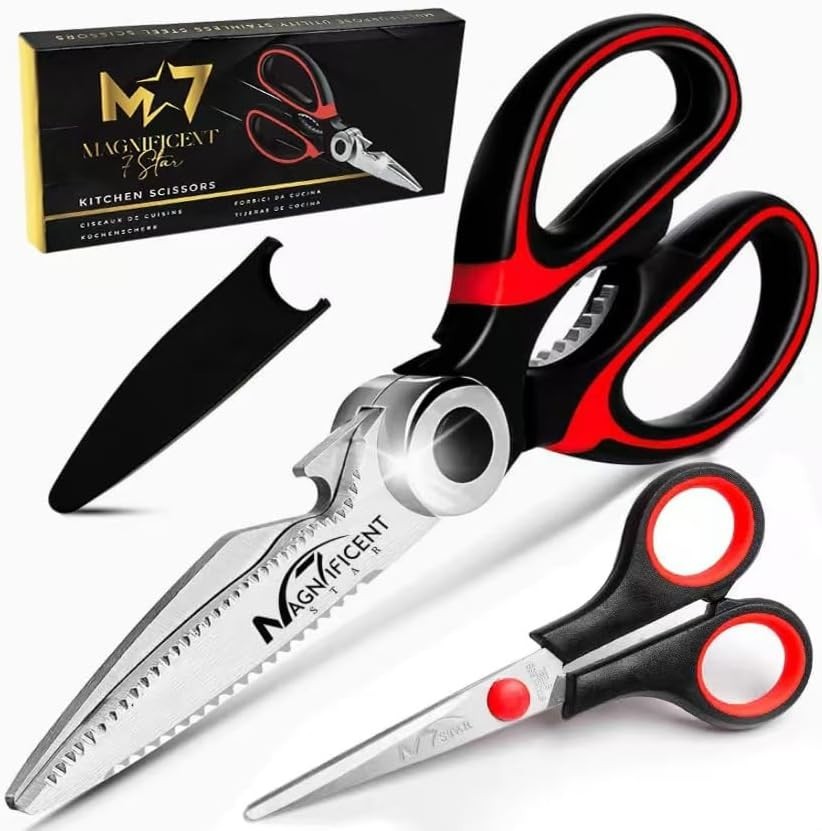 Magnificent Heavy-Duty Kitchen Scissors – Stainless Steel, Multi-Function & Red