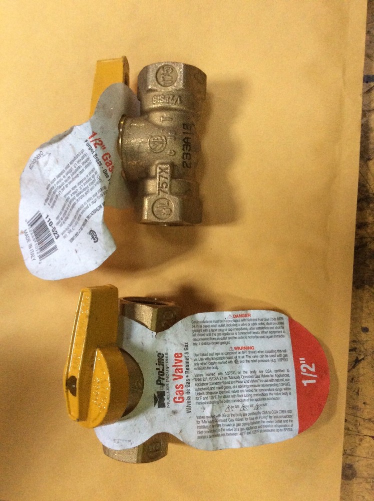 2- ProLine 110-523 Gas Ball Valves