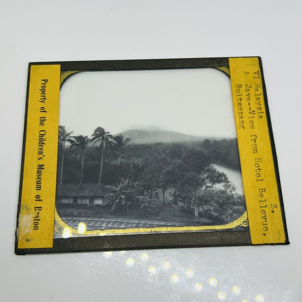 Vtg Magic Lantern Glass Slide Photo Malaysia Java View From Hotel Bellevue