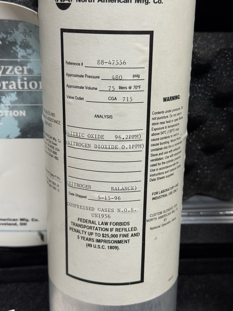 North American Calibration Check Gas Kit Pre Owned