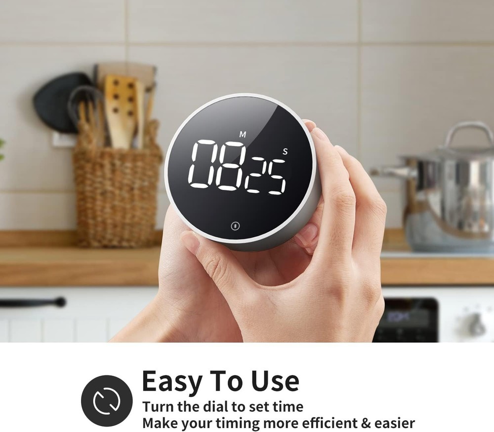 Large LED Digital Kitchen Timer - Magnetic, Adjustable Volume, Easy Use for All