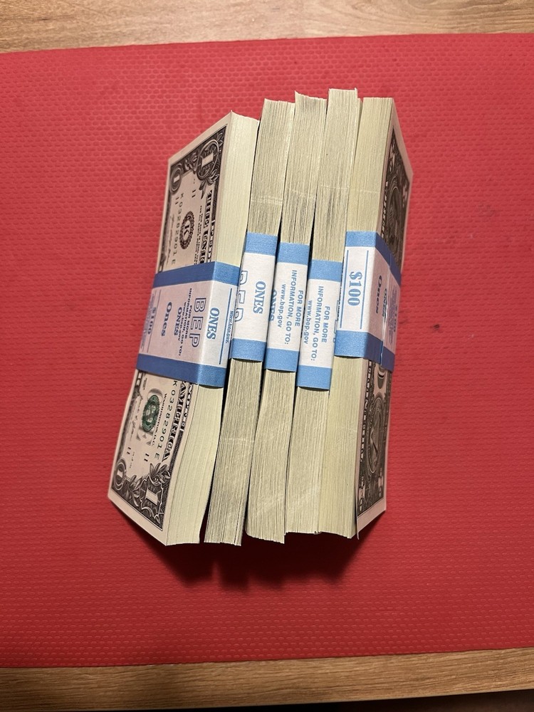 100 Sequential $1 Bills - Uncirculated BEP Strap - Crisp New Notes