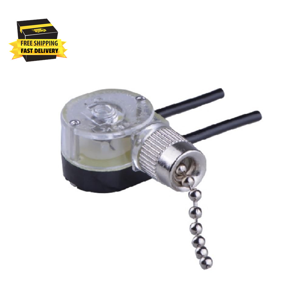 1 Pcs ZE-109 Ceiling Fan Light Pull Chain Switch, Two-Wire On-Off Speed Pull Cha