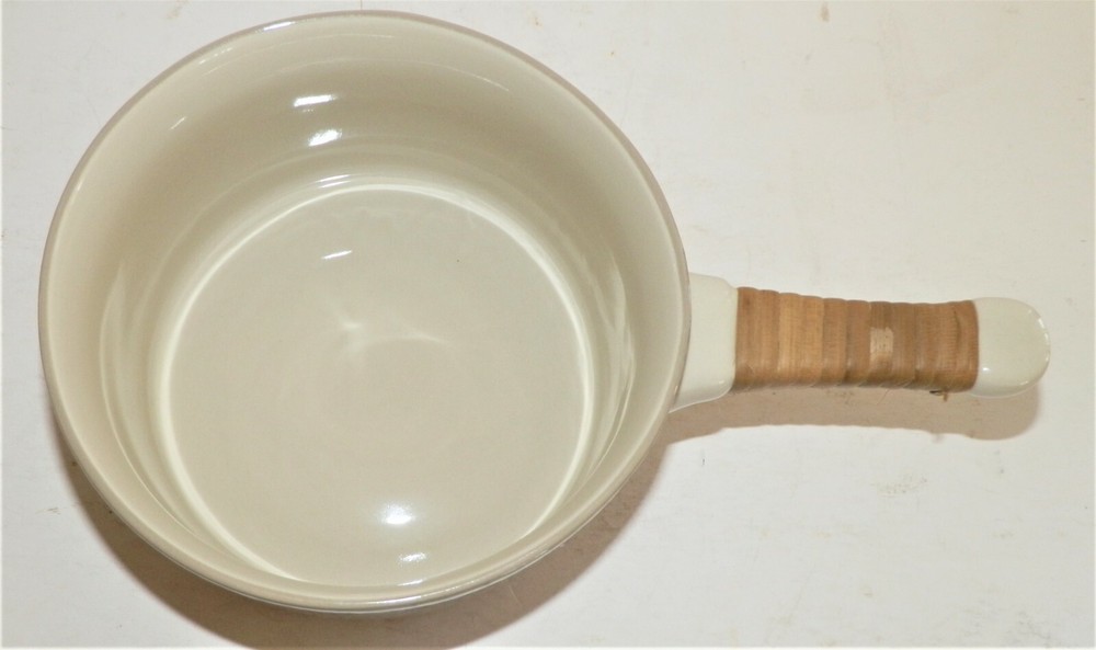 Stoneware Serving Pot with Wicker Wrapped Handle Gray Bloomingville