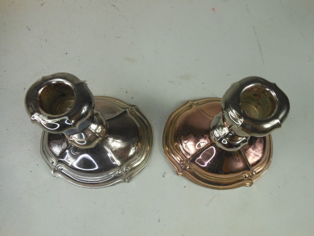 Pair Oneida Silverplate Candlesticks Silver Plated 4 3/4"