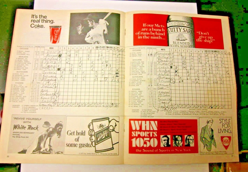 1973 NEW YORK METS MLB PROGRAM VS CINCINNATI REDS DECENT CONDITION RARE
