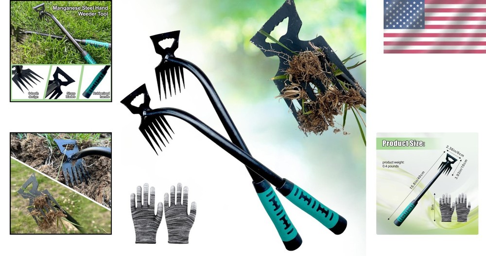 Compact Gardening Weeder Tool - 6 Claw Design for Efficient Weed Removal