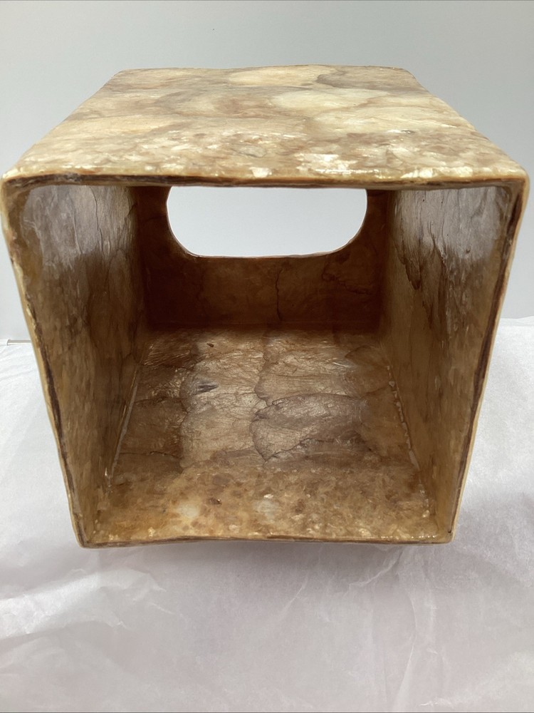Capriz Shell Square Tissue Box Cover Champagnes / Gold Toned