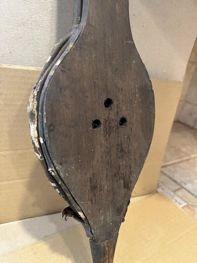 Vintage Fireplace Bellow, Wood, Leather, Copper