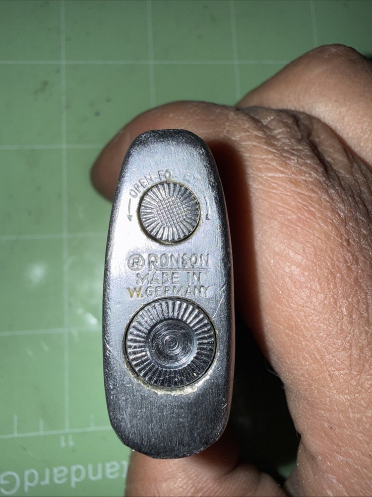Vintage 1960’s Ronson Lighter With Chevron Atomic Design