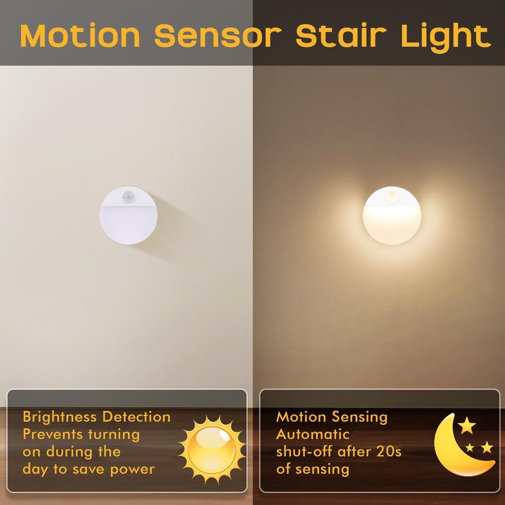 3 Pack Motion Sensor Stair Lights Battery