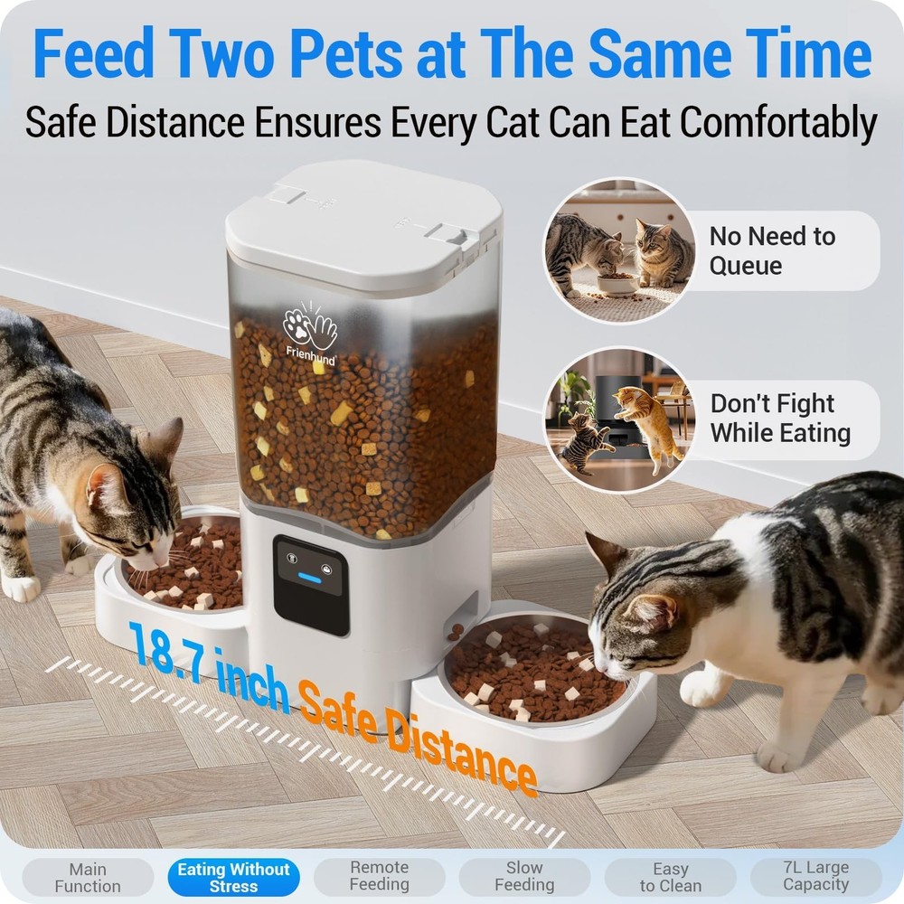 Automatic Cat Feeder 2 Cats with Slow Feed: Dual Automatic Dog Feeder with 5G...