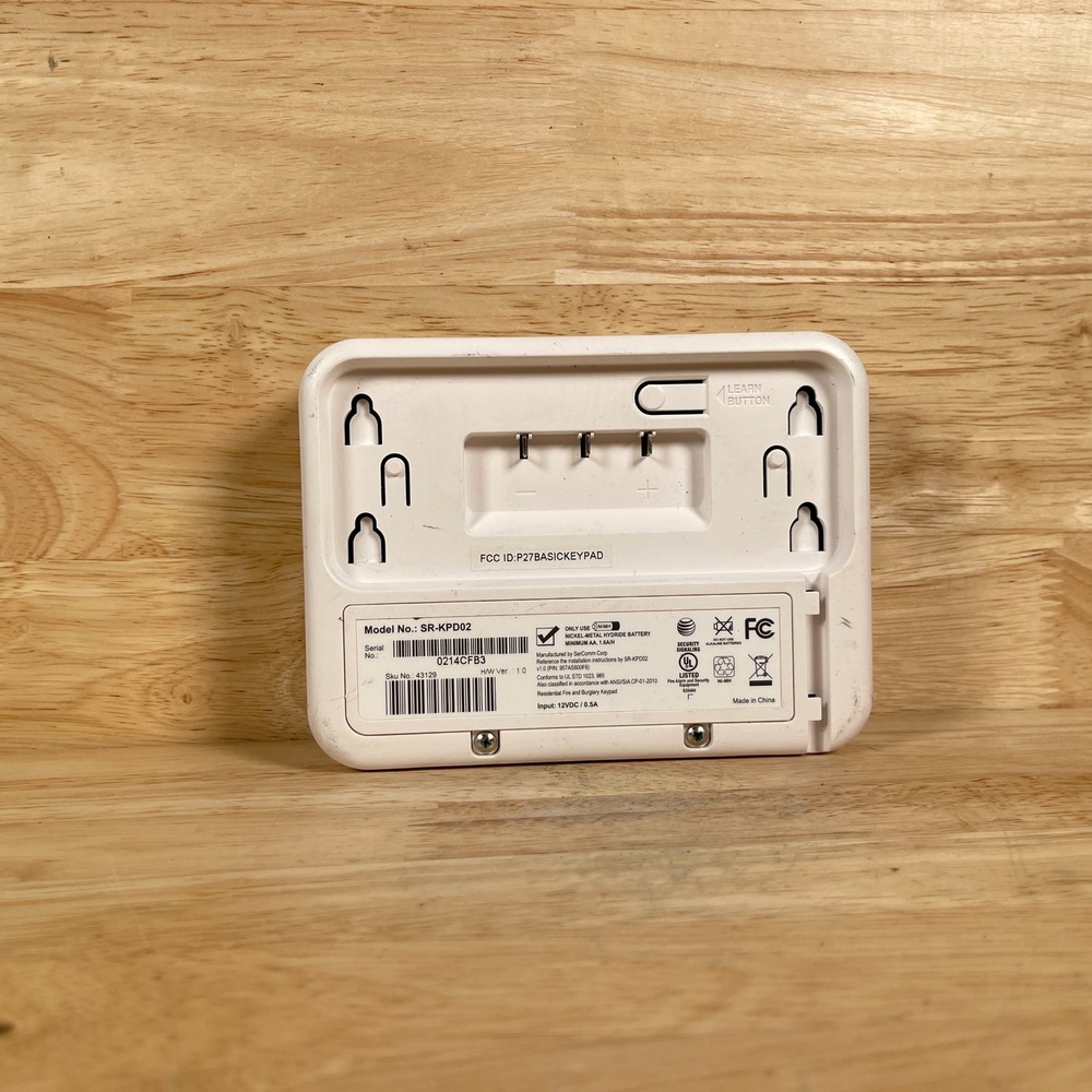 SerComm SR-KPD02 White 12VDC 0.5A Digital Security Alarm Keypad Control System