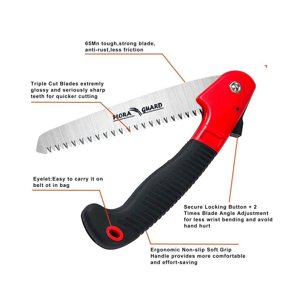 Folding Hand Camping/Pruning Saw Rugged 7.7 Razor Tooth Sharp Blades Solid Grip