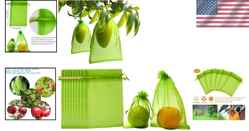 Versatile 50PCS Fruit Guard Bags with Protective Ropes - Multipurpose Solution